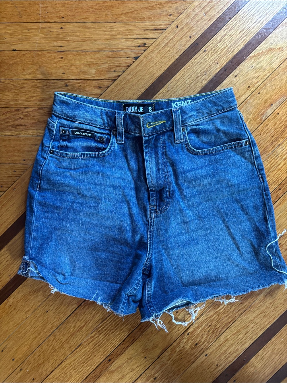 DKNY Distressed Blue Denim Cutoff Shorts